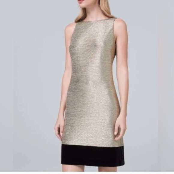 WHBM Metallic & Velvet Mini Shift Dress NWT Size small Whote House Black Market - Picture 1 of 3